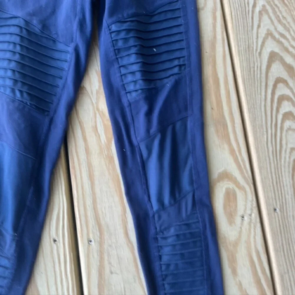 Alo Yoga Ribbed Mesh Leggings Tights Sz Small Navy Blue